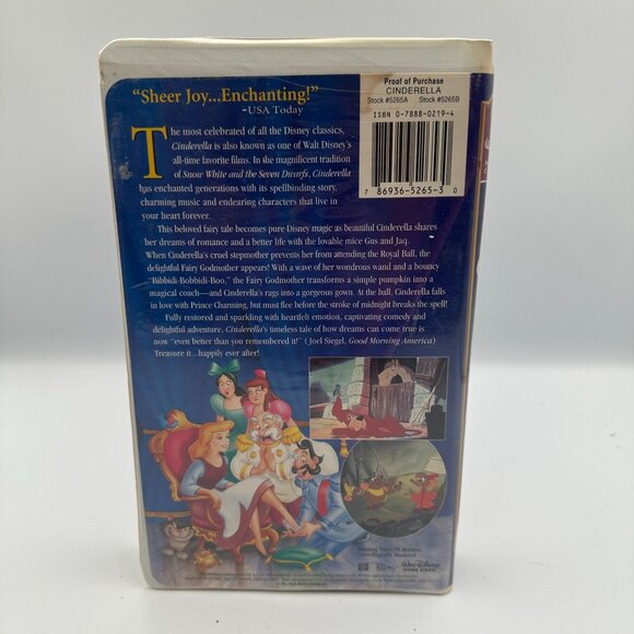 Walt Disneys Cinderella VHS 1994 Masterpiece Edition Animated Classic Fairytale - Picture 2 of 3